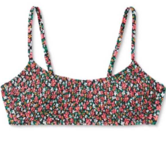NWT Women's Smocked Bralette Bikini Top - Wild Fable Multi Floral - Picture 1 of 2